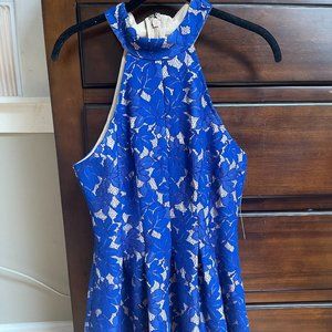 Blue lace cocktail dress